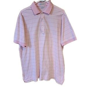 MARTIN Men's GOLF Pink STRIPE  Short Sleeve POLO SHIRT Med Cotton